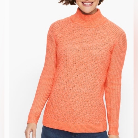Talbots Textured Stitch Size X Plus Sweater,Coral Orange Mock, soft & cozy.(NWT) - Picture 1 of 11
